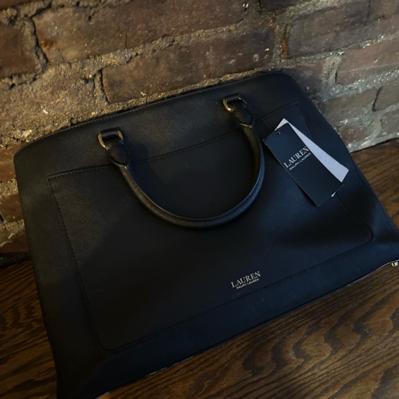 LAUREN Ralph Lauren Crosshatch Leather Large Hanna Satchel - Picture 4 of 6